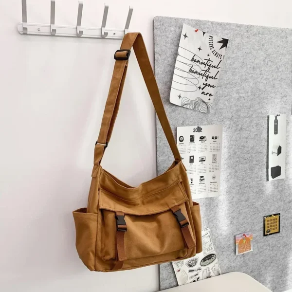 Large Shoulder Crossbody Bags for Women Men 2023 Handbags Korean College Student Student Messenger Book Bag Big Travel Bolsas - Image 5