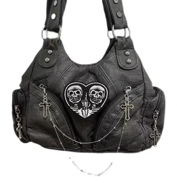 HAEX Y2K Women Shoulder Bags Fashion Trend Retro Soft PU Chains Ladies Tote Bags LA High Street Moto Style Messenger Bolso Mujer - Image 6