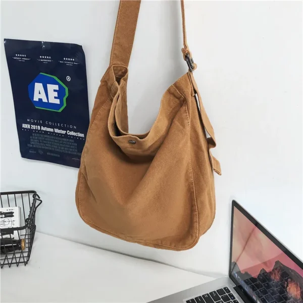 Minimalist Style Solid Shoulder Bags 100% Cotton Unisex Solid Crossbody Bags Canvas Packages South Korea Casual Messenger Bags - Image 2