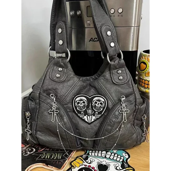 HAEX Y2K Women Shoulder Bags Fashion Trend Retro Soft PU Chains Ladies Tote Bags LA High Street Moto Style Messenger Bolso Mujer - Image 4