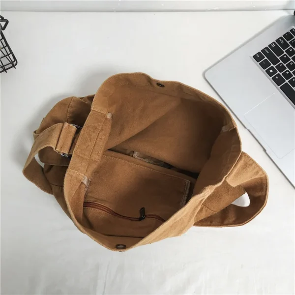Minimalist Style Solid Shoulder Bags 100% Cotton Unisex Solid Crossbody Bags Canvas Packages South Korea Casual Messenger Bags - Image 3