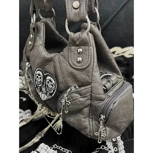 HAEX Y2K Women Shoulder Bags Fashion Trend Retro Soft PU Chains Ladies Tote Bags LA High Street Moto Style Messenger Bolso Mujer - Image 3