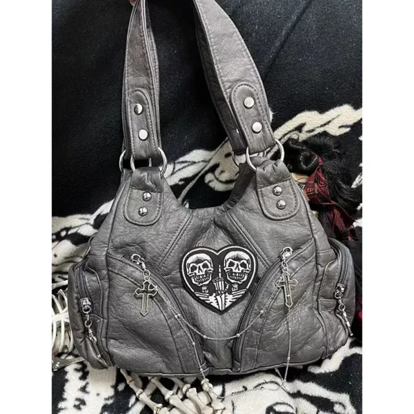 HAEX Y2K Women Shoulder Bags Fashion Trend Retro Soft PU Chains Ladies Tote Bags LA High Street Moto Style Messenger Bolso Mujer - Image 5