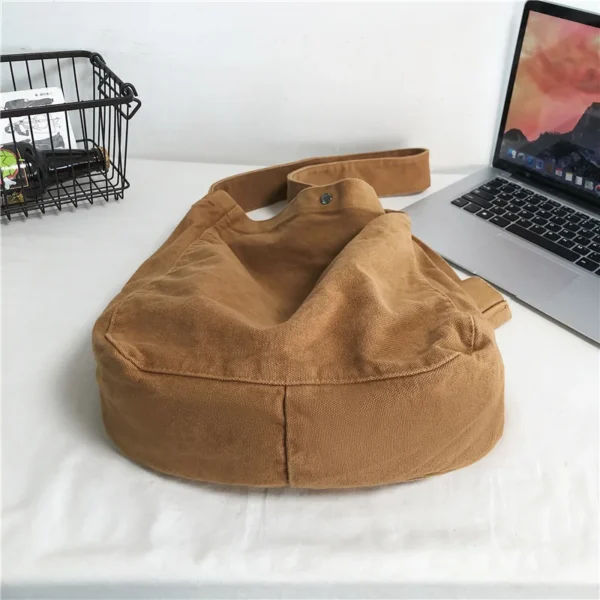 Minimalist Style Solid Shoulder Bags 100% Cotton Unisex Solid Crossbody Bags Canvas Packages South Korea Casual Messenger Bags - Image 4